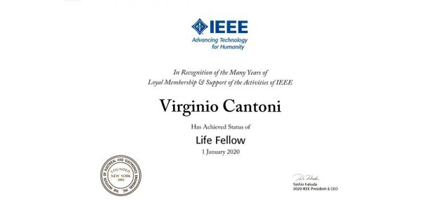 Virginio Cantoni UniPV nominato "Life Fellow" della IEEE