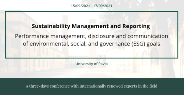 Dal 15 al 17 settembre - Summer School "Sustainability Management and Reporting"