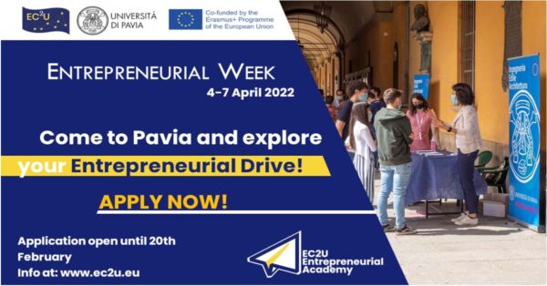 Call per "EC2U Entrepreneurial Week" all'Università di Pavia - Dal 4 al 7 aprile