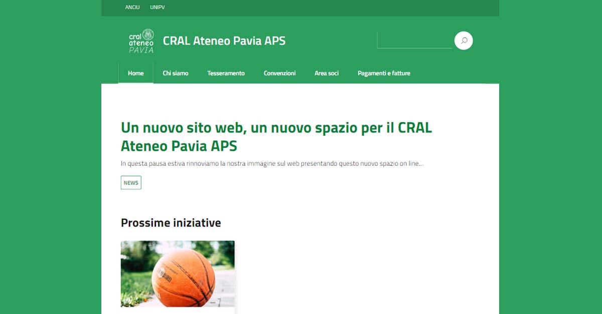 Un nuovo sito web, un nuovo spazio per il CRAL Ateneo Pavia APS