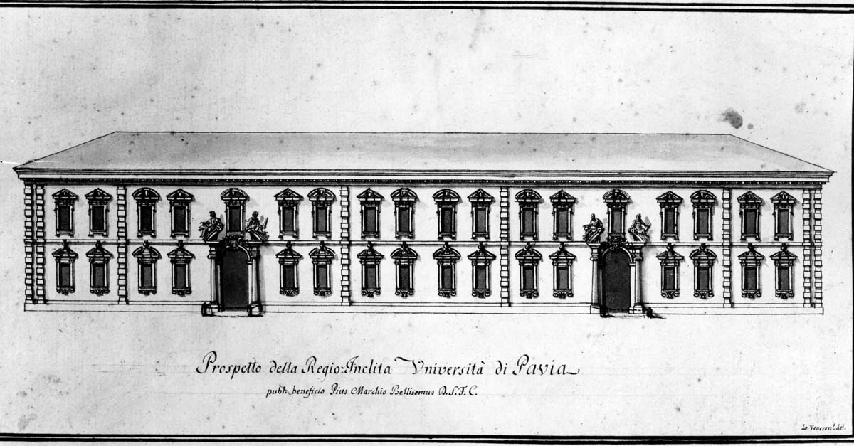 17 novembre - L'intervento quadraturistico di Giovanni Battista Riccardi per la facciata dell'Università di Pavia nel 1765