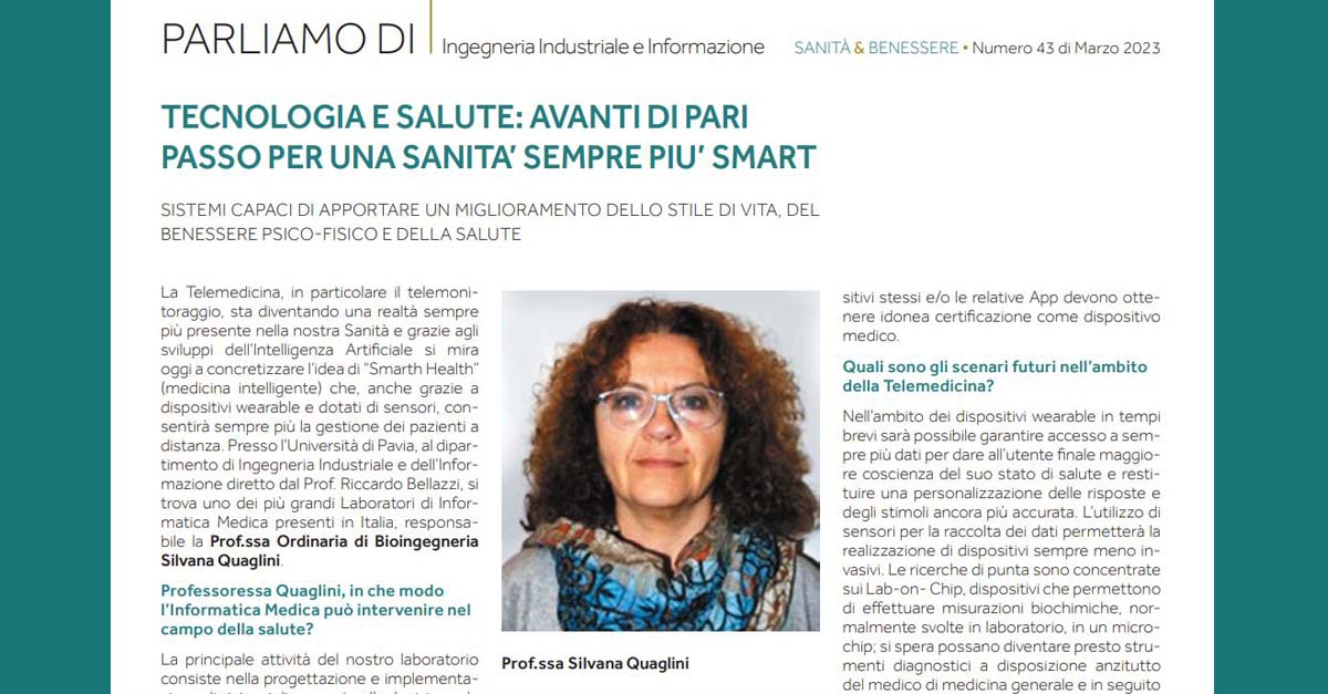 Prof.ssa Quaglini intervistata sull'importanza dell'informatica medica e sul progetto europeo ＂Capable＂