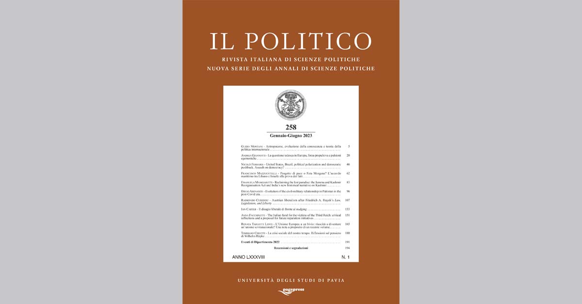 Online il n° 258 della rivista ＂Il Politico＂